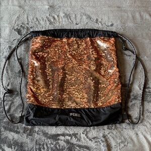 PINK Victoria's Secret Y2K Sequin Drawstring Bag (rose gold)